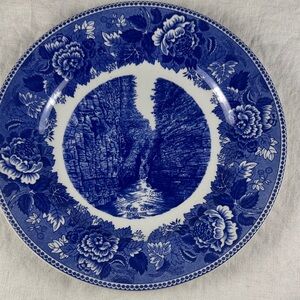 Old Staffordshire Adams Blue Floral Decorative Plate